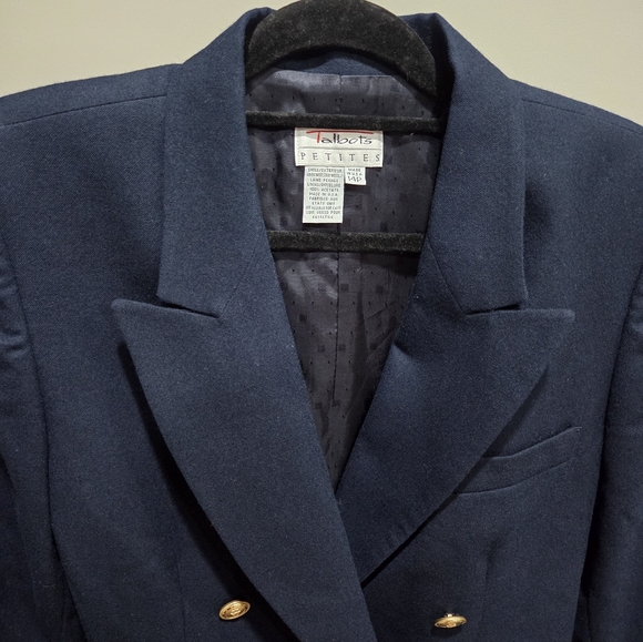Talbots Navy Double-Breasted Blazer with Gold Buttons Sz.14P - Picture 3 of 11